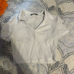 white cropped polo